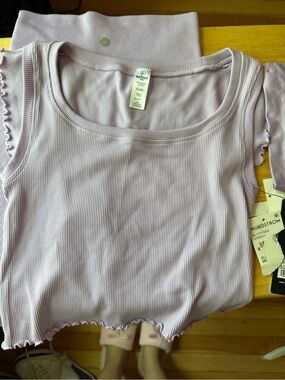NWT‎ 90 Degree By Reflex girls Lavender seamless Ribbed set and headband size XL